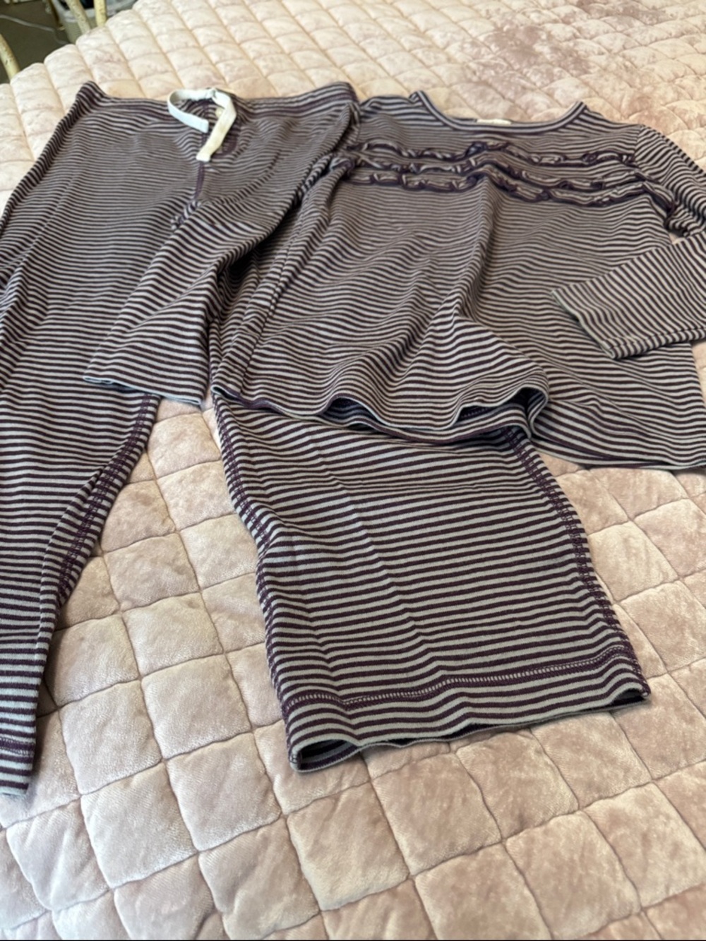 Kids Striped Matching Set in Brown and Cream - Cozy Two-Piece